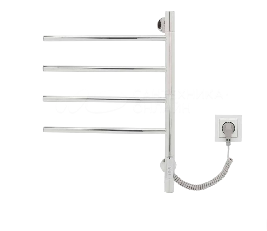Полотенцесушитель электрический Vincea VTD-1S1CE 60x45 см, глянцевый хром, E-образный