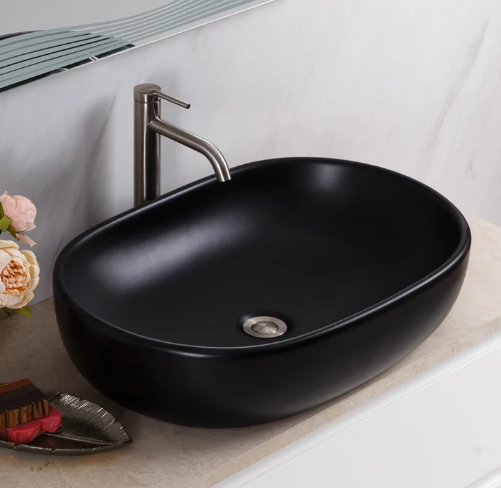 Накладная раковина BelBagno BB1084-H301 60 матовая черная, овальная, фаянс Накладная раковина BelBagno BB1084-H301 60 матовая черная, овальная, фаянс
