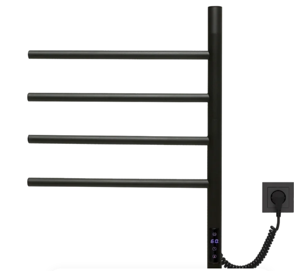 Полотенцесушитель электрический Vincea VTD-1S1CBE 60x45 см, матовый черный, E-образный