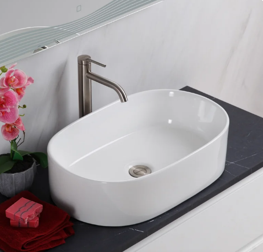 Накладная раковина BelBagno BB1048 55 белая, овальная, фаянс