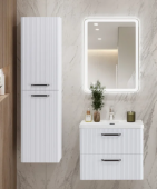Шкаф-пенал для ванной BelBagno Due 40 подвесной, ручки матовый темный никель, bianco lucido
