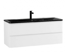 Тумба с раковиной BelBagno Albano 120 подвесная, bianco lucido, черная матовая раковина