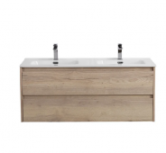 Тумба с раковиной BelBagno Kraft 120 для двоих, 2 ящика, rovere galifax bianco
