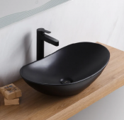 Накладная раковина BelBagno BB1404-H301 61 матовая черная, овальная, фаянс