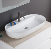 Накладная раковина BelBagno BB1347 82 белая, овальная, фаянс, с 1 отверстием под смеситель