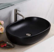 Накладная раковина BelBagno BB1084-H301 60 матовая черная, овальная, фаянс
