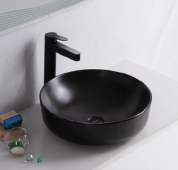 Накладная раковина BelBagno BB1315-H301 41 матовая черная, круглая, фаянс