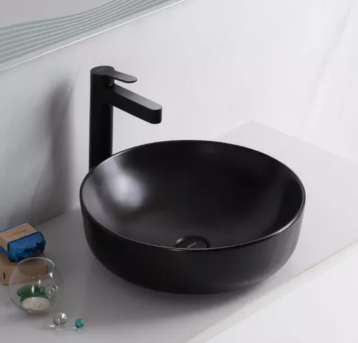 Накладная раковина BelBagno BB1315-H301 41 матовая черная, круглая, фаянс Накладная раковина BelBagno BB1315-H301 41 матовая черная, круглая, фаянс