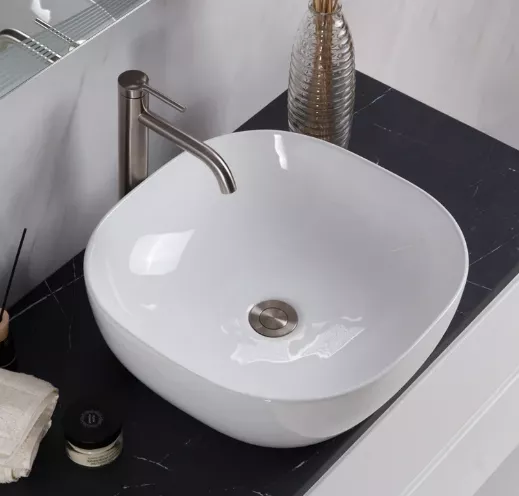 Накладная раковина BelBagno BB1301 43 белая, квадратная, фаянс Накладная раковина BelBagno BB1301 43 белая, квадратная, фаянс
